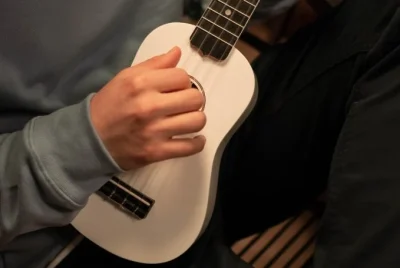 white ukulele